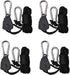 4 pieces/2 pairs - Rope ratchet - ratchet - internal gear ratchet - tow hook with carabiner - Rope ratchet hanger set - lifting device - 2m long - 150 lbs - black - for indoor plants, lighting and ventilation