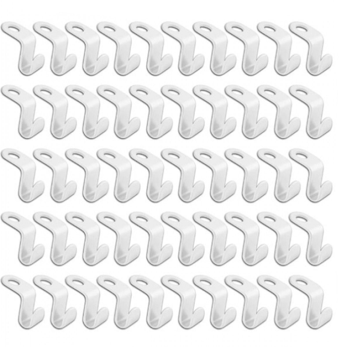 50 Pieces - Coat Hook - Hanger Connector Hooks - Coat Hook - Hanging Hooks - White - Hanger Extension Clips - Plastic - for Outfit Cascading Hanger Hooks - Space-Saving Organizer