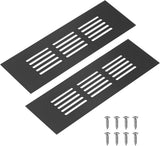 Air Grilles - 2 Pieces - Skirting Board Ventilation Grille - Aluminum Alloy - With Screws - Ventilation Covers - Heat Dissipation - Ventilation Holes - Ventilation Hood - Suitable for Kitchen, Bathroom, Wardrobe, Cabinet, Shoe Cabinet - 150*50mm - Black
