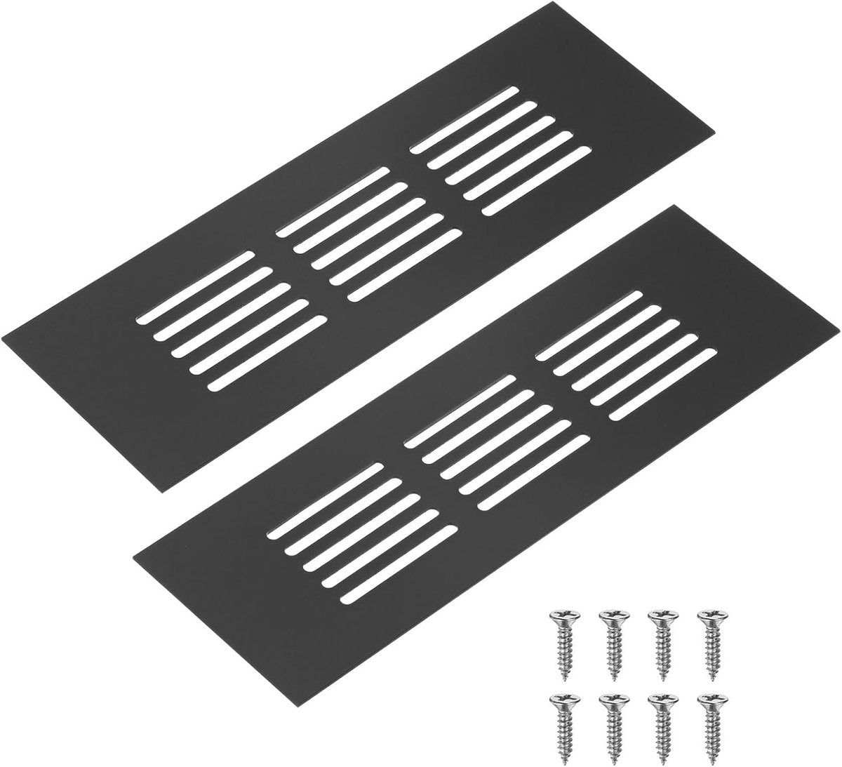 Air Grilles - 2 Pieces - Skirting Board Ventilation Grille - Aluminum Alloy - With Screws - Ventilation Covers - Heat Dissipation - Ventilation Holes - Ventilation Hood - Suitable for Kitchen, Bathroom, Wardrobe, Cabinet, Shoe Cabinet - 150*50mm - Black
