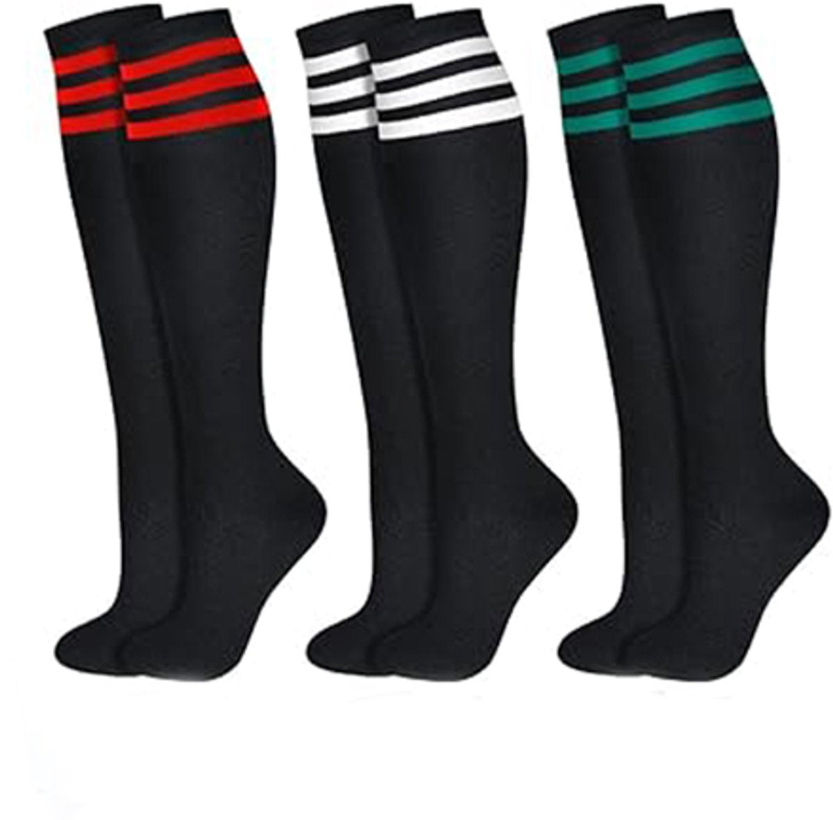 3 pairs - Socks - Striped socks - Tubular socks - Sports socks - Long socks for women - Knee socks - Women's knee socks - Warm - Simple - 3 colors - Polyester - 35*19cm