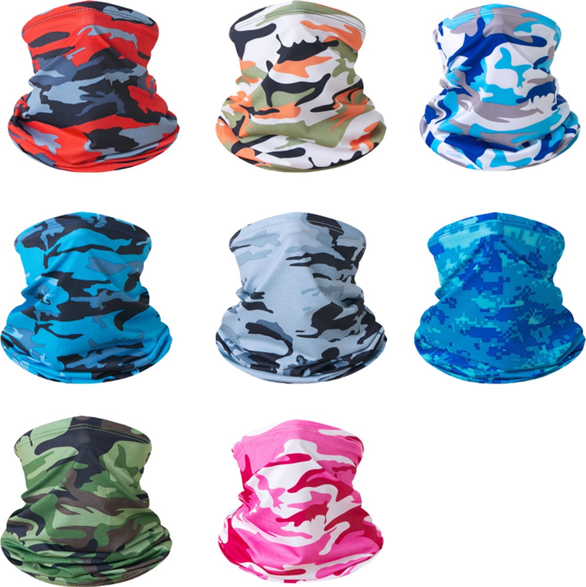 Pieces Neck Scarf - Face Shield - Thin Material for Sports - Multifunctional Neck Warmer - Polyester - Cycling Bike Running Scarf - Unisex - Size One Size