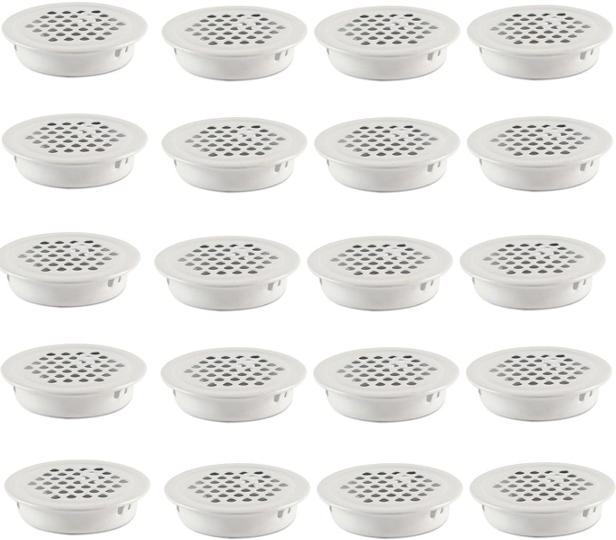 Ventilation grille - 20 pieces - 35mm - Round air grilles - Stainless steel - Ventilation holes - For bathroom, home office, kitchen - White