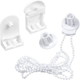 Roller Blind System with Wall Brackets - 25 mm - Roller Blind Fittings - Plastic - With 3M Bead Chain - Replacement Repair Kit for Roller Blinds - Curtain Parts - White - Suitable for Window Blinds