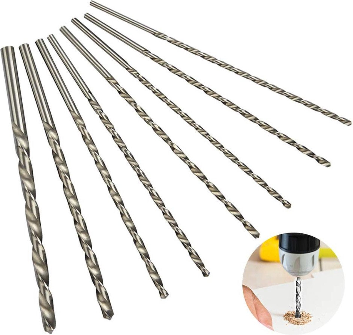 8 pieces twist drills HSS long wood twist drill set - diameters 4 mm 42 mm 45 mm 5 mm 52 mm 6 mm 8 mm 10 mm