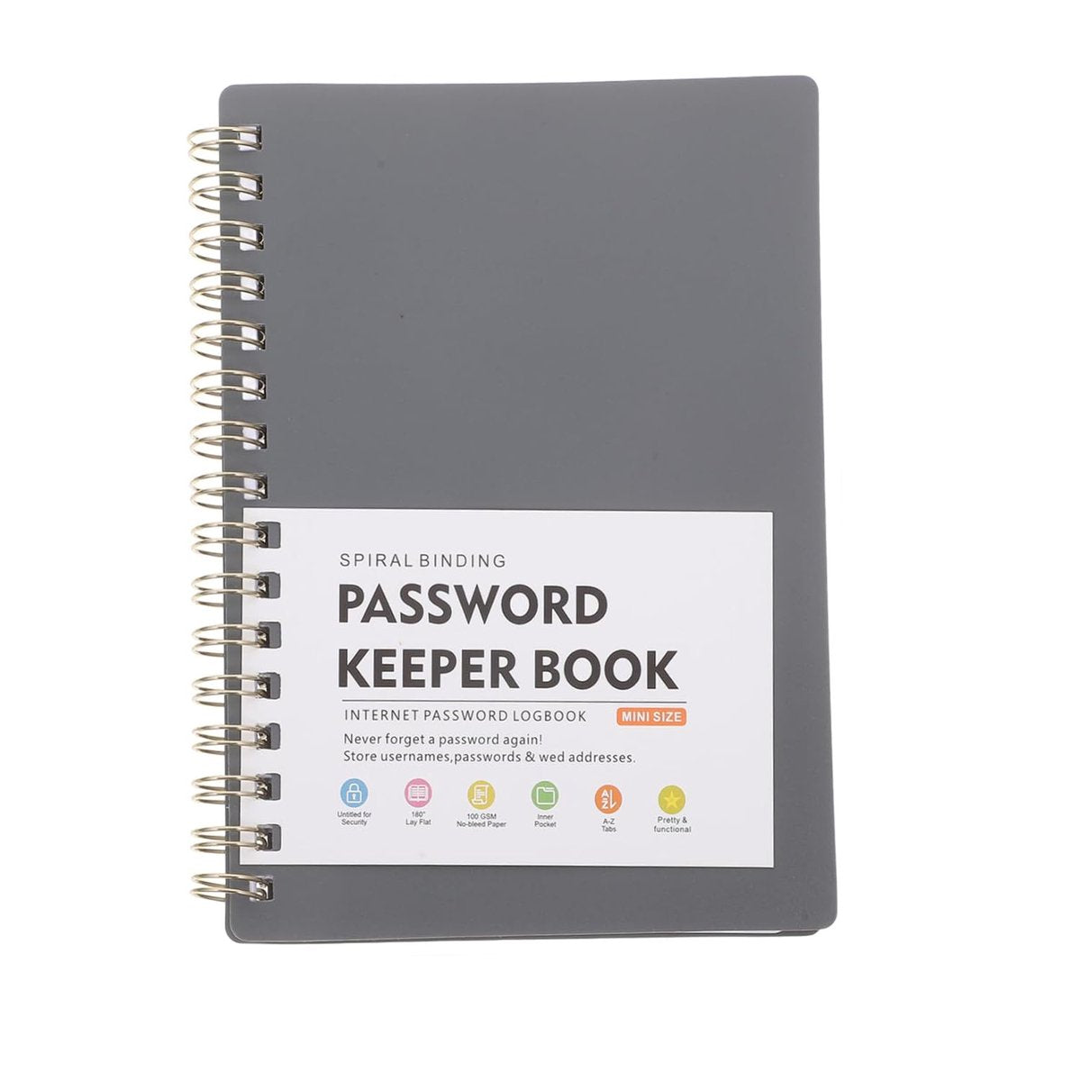 Password Book - Password Booklet - Password Booklet with Alphabet - Password Organizer - Password Notebook - A6 - Gray