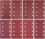 80 pieces - Sanding sheets - Sandpaper set - 40/60/80/120/180/240/320/400 grit - rectangular flocked sandpaper - 8 holes - red - 185*93mm