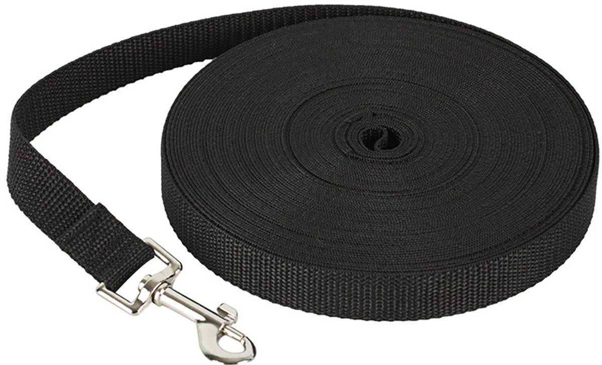 Dog Leash - 20 Meter - Training Leash - Tow Leash - Tracking Leash - Types of Dog Leashes - 2cm - Black - for Training, Walking and Recall - for Puppies, Small and Medium Dogs - Polypropylene