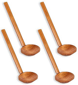 Soup Spoon - 4 Pieces - Stirring Spoon - Wood - With Long Handle - Ladle - Cooking Spoon - Serving Spoon - Bouillon Spoons - Kitchen Accessories - Cooking Utensils - For Soups, Ramen and Hotpot - Suitable for Restaurants and Homes - 22×7cm - Brown