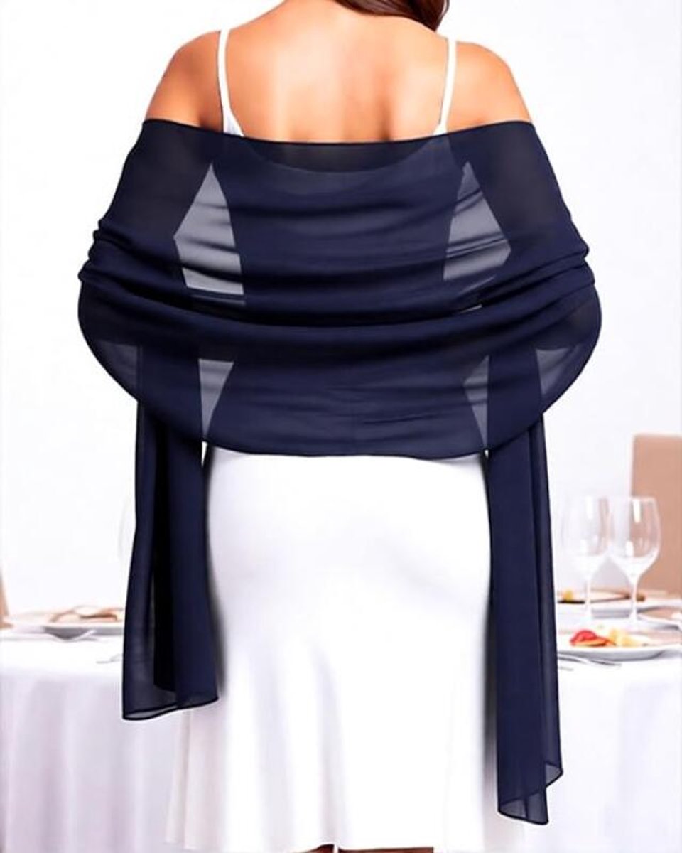 Women's Scarf - Shawl - Polyester - Soft - Thin Wrap Shawl - Wedding Wrap - Evening Party Stole - Fashion Scarf - Scarf For Women - Women's Scarf - Stole - Neck Scarf - Elegant - Suitable for Evening Dresses - 175*70cm - Blue