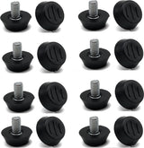 16 pieces Adjustable Furniture Feet - Leveling Pad Base Leg - Table Leg Chair - Adjustable Floor Protection - M6 x 10 x 20 mm - Leveling Leg - Furniture Coaster - Black / Silver - Plastic - Stainless Steel - Leveling Feet - Felt Pads - Floor Protectors - 