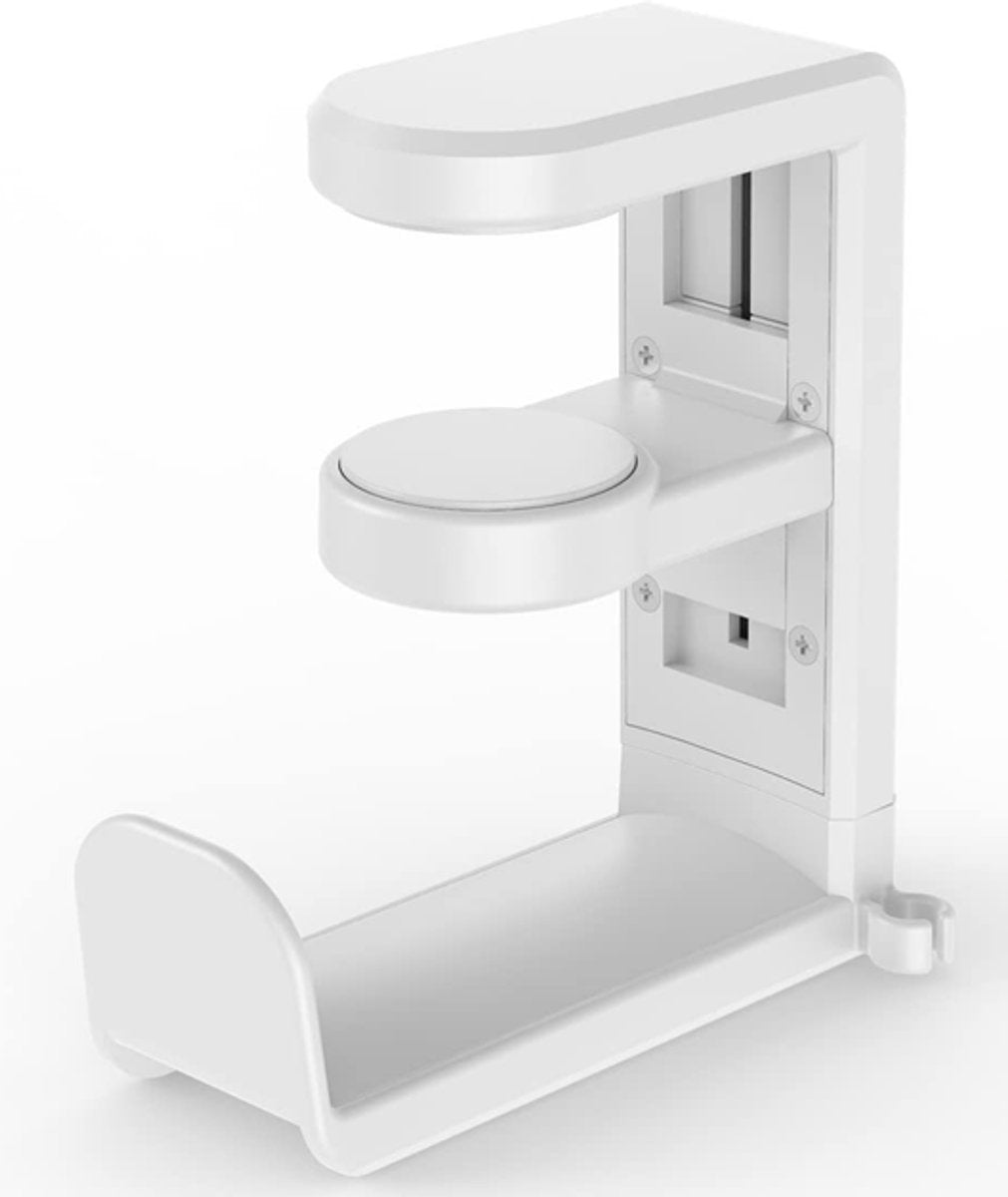 Headset Holder - Headphone Hook - Headphone Stand - Headset Hanger - 11.43 * 10.16 * 4cm - Plastic - White - Adjustable - Rotating Arm Clamp - Non-slip - Headphone Holder for Under Desk