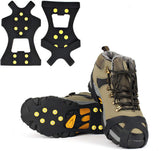 Snow grips over shoes/boots 10 studs Ice Traction Universal Slip on Stretch Fit Snow and Ice, Snow Cleats Crampons Ice Spikes Snow Grips for Winter - L (40-43)