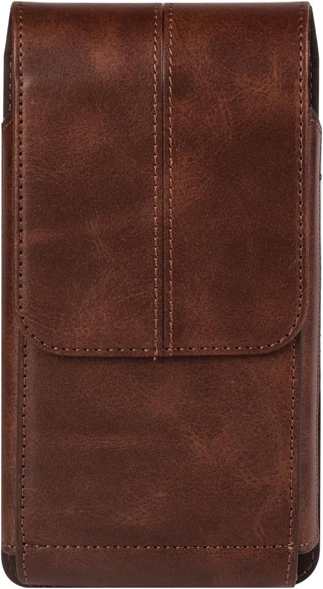 Phone Bag - Brown - 15.5*8*2cm - PU Leather - For 6.1 Inch Mobile Phones - With Belt Clip - With Credit Card Slot - Phone Holder Belt Men - Waist Bag - Outdoor Belt Bag - Suitable for Hiking/Outdoor Sports