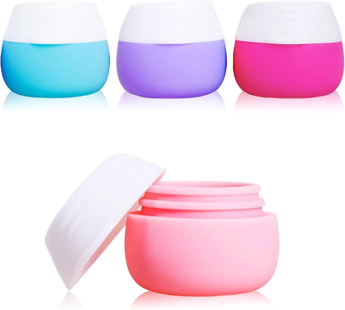 Travel Cosmetic Jars with Lids - Travel Cosmetic Containers - Pack of 4 - 20ml - Leakproof - Empty Makeup - with Sealed Lids - for Travel, Home & Outdoor - Silicone