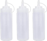 3 pieces - 360 ml - Squeeze bottle - dosing bottle - sauce bottles - Squeeze bottle for garnish, sauce or batter - sauce bottle - Garnish bottle - plastic - white - with spout cap - 6*6*20cm