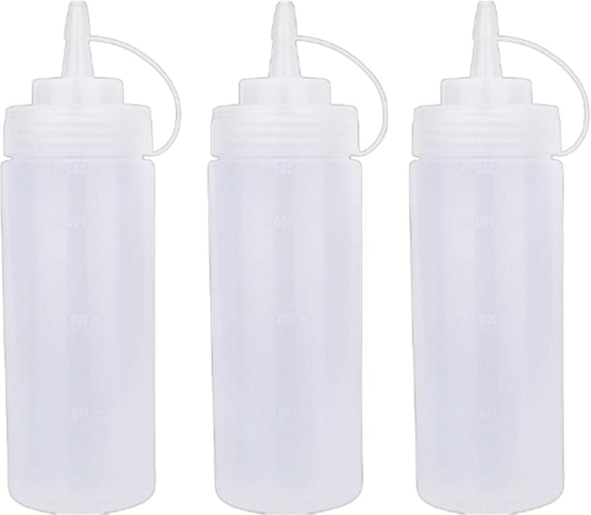 3 pieces - 360 ml - Squeeze bottle - dosing bottle - sauce bottles - Squeeze bottle for garnish, sauce or batter - sauce bottle - Garnish bottle - plastic - white - with spout cap - 6*6*20cm