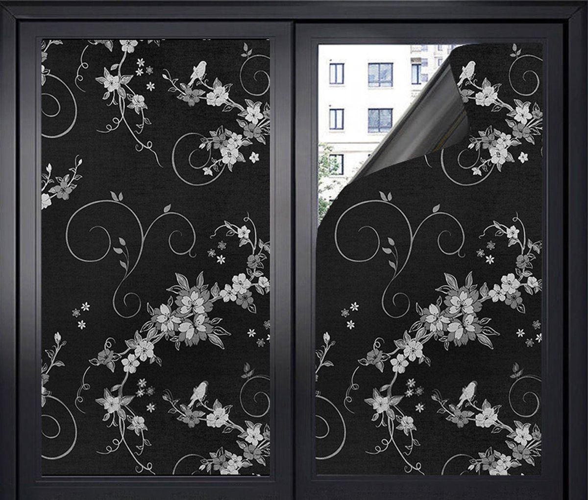 Window film - Blackout window film - Blackout window film - Sun protection - Anti-glare - Adhesive window film - Blackout cloth - Black - Including scraper - Easy installation - Window sticker - 45x100cm - Supplied with self-adhesive backing - A