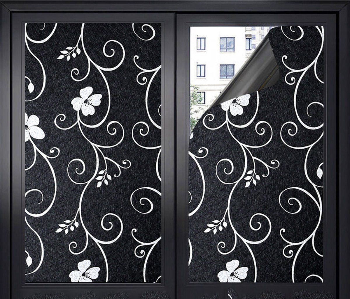 Window film - Blackout window film - Blackout window film - Sun protection - Anti-glare - Adhesive window film - Blackout cloth - Black - Including scraper - Easy installation - Window sticker - 45x100cm - Supplied with self-adhesive backing - B
