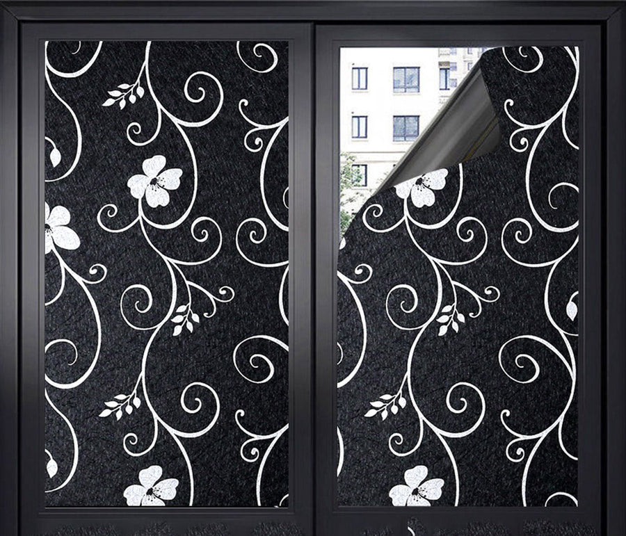 Window film - Blackout window film - Blackout window film - Sun protection - Anti-glare - Adhesive window film - Blackout cloth - Black - Including scraper - Easy installation - Window sticker - 45x100cm - Supplied with self-adhesive backing - B