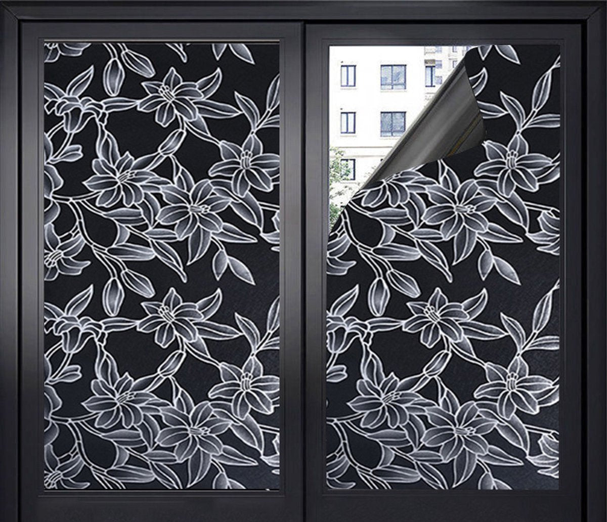 Window Film - Blackout Window Film - Blackout Window Film - Sun Protection - Anti-glare - Adhesive Window Film - Blackout Cloth - Black - Including scraper - Easy installation - Window sticker - 45x100cm - Supplied with self-adhesive backing - D
