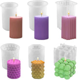 Candle Molds - Silicone Molds for Candles and Plaster - Pack of 6 - Cylindrical & Cube