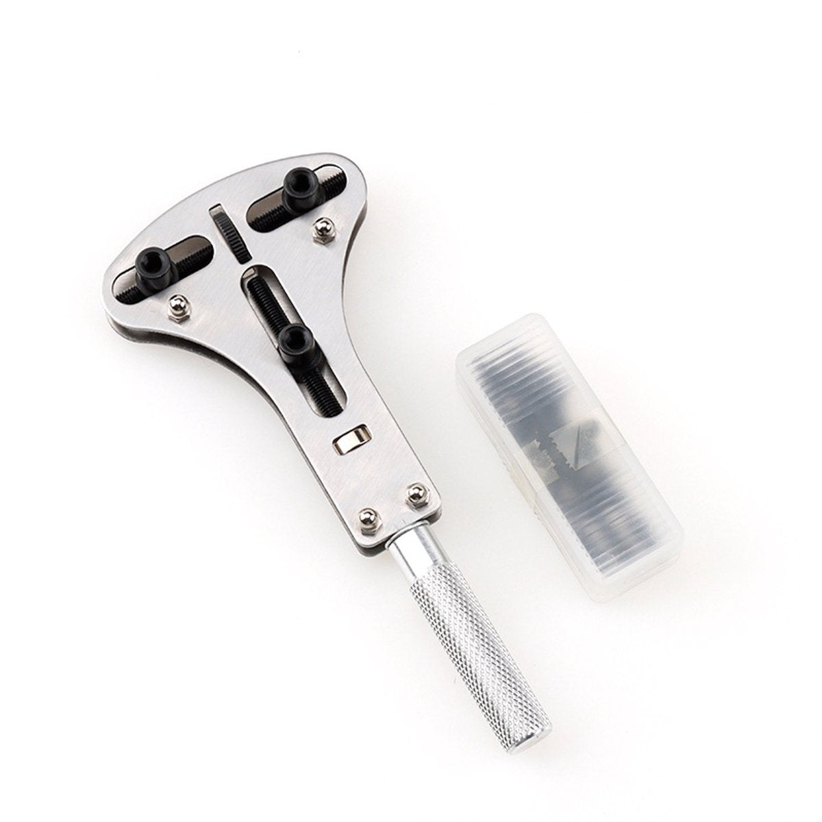 Watch Case Opener - Watch Opener - Metal - Watchmaker Tools - Watch Tools - Watch Repair - Watch Back Opener Key - With Opening Screws - For Diameters Smaller Than 55mm - 16*7cm - Silver