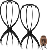 2 pieces - Wig holder - Wig holder Wig stand - Portable wig stand - Mannequin head for women and men - black - 35*18cm - plastic