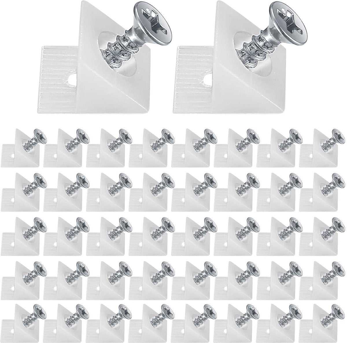 120 Pieces - Wedges - Screw Fastener - Cabinet Installation Kit - Drawer Back Supports - Drawer Repair Kit with Screws - Furniture Drawer Sagging Repair Mend Mending Wedges - Cabinet Shelf Support - Shelf Support - White