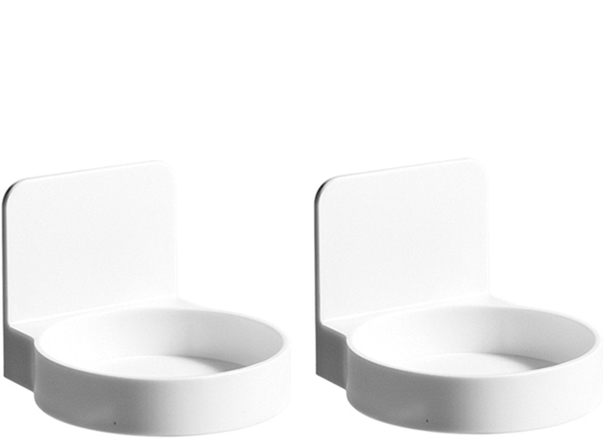 Cup holder - 2 pieces - Cup holder Bathroom - Wall mounted - Self-adhesive - Bathroom shelf - Bathroom rack - White - For placing soap dispensers, mouthwash cups, spice bottles, etc.
