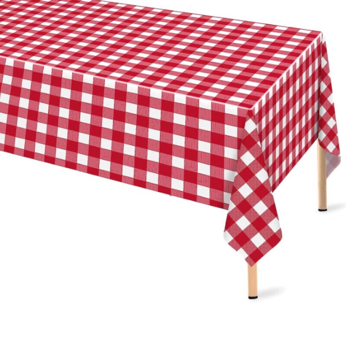 Tablecloths - Tablecloth - PEVA - Rectangular tablecloth - Water-repellent - Indoor and outdoor - Picnic tablecloth - Red checked tablecloth - Suitable for picnics, camping and parties - 137 x 274cm - Red