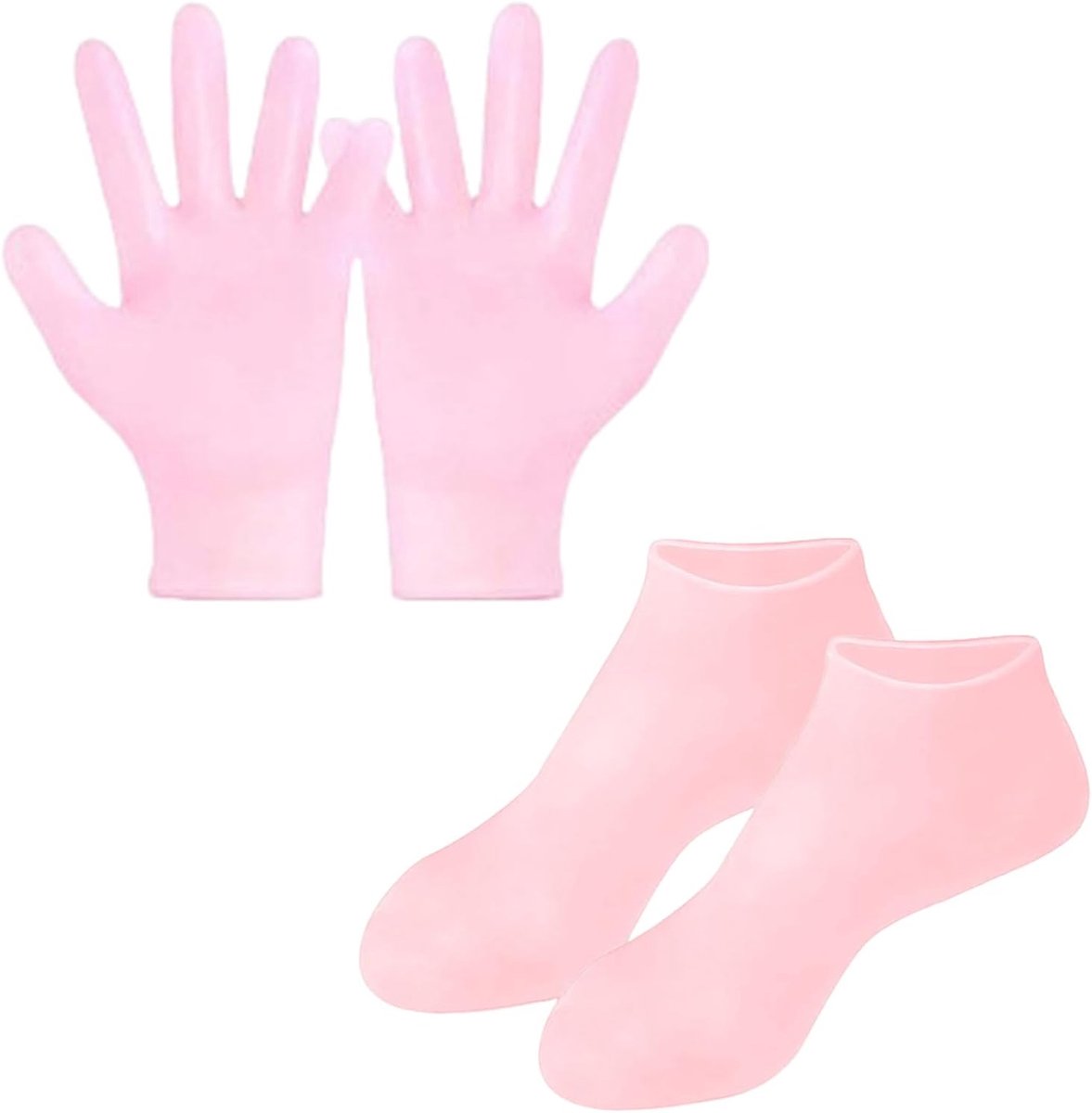 Silicone Socks - 1 Pair Foot Covers + 1 Pair Hand Masks - Foot Glove Set - Silicone - Soft - Hand and Foot Coverings - Moisturizing Socks - Moisturizing - Hydrate Your Hands and Feet - For Dry, Cracked Feet and Hands - Pink