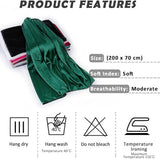 Shawl - 200*70 cm - Soft & Skin-friendly - Thin Wrap Scarf - Stole - Neck Scarf - Fashion Scarf - Women's Scarf - Long Satin Shawl Scarf - Shawls for Evening Dresses - Dark Green