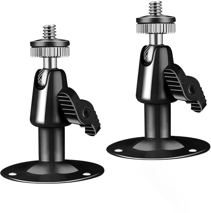 Metal Camera Bracket - 2 pieces - 360° adjustable - Wall mounting - For security cameras - Indoor and outdoor use - With installation accessories - Black