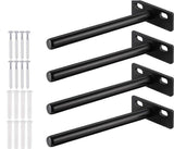 pieces - shelf brackets - 4 inch - shelf bracket - floating shelf support - brackets - floating shelf brackets - wall bracket - T-shape - invisible - for wall mounting hidden wooden shelf - black - iron