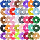 40 pieces silk hair scrunchies - satin hair elastics - hair scrunchies, hair ropes, scrunchies for women and girls, hair accessories - Scrunchies Velvet - Mega Pack Hair Accessory Hair Elastic Hair Bun