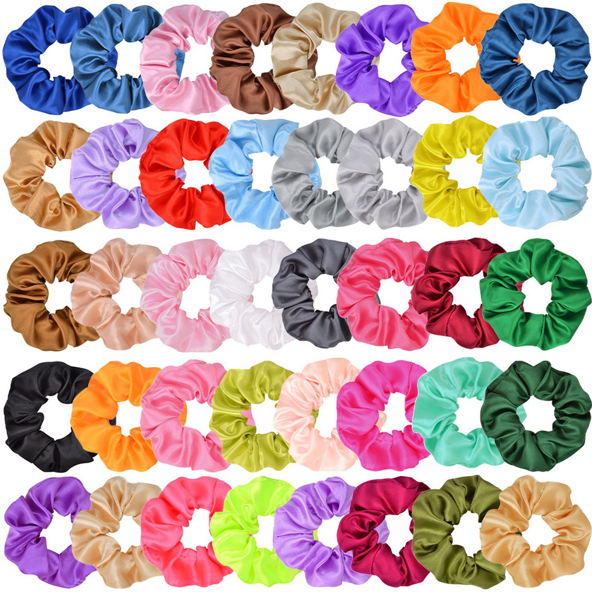 40 pieces silk hair scrunchies - satin hair elastics - hair scrunchies, hair ropes, scrunchies for women and girls, hair accessories - Scrunchies Velvet - Mega Pack Hair Accessory Hair Elastic Hair Bun