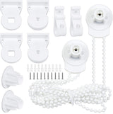 2 set - Roller blind system - roller blind fitting - bead chain - Curtain parts - window decoration accessories - roller blind chain - replacement repair kit for roller blinds - for Ø25 MM roller blind tube - with P-clips and screws - White