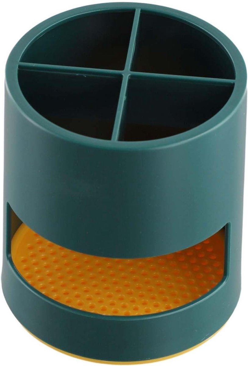 Toothbrush Holder - Bathroom Storage Box - Plastic - Electric Toothbrush Holder - Toothbrush Organizer - 4 Sorting Compartments - With Drip Tray - Multifunctional Desk Shelf - Suitable for Bathrooms, Kitchens and Offices - 10*10*11cm - Green