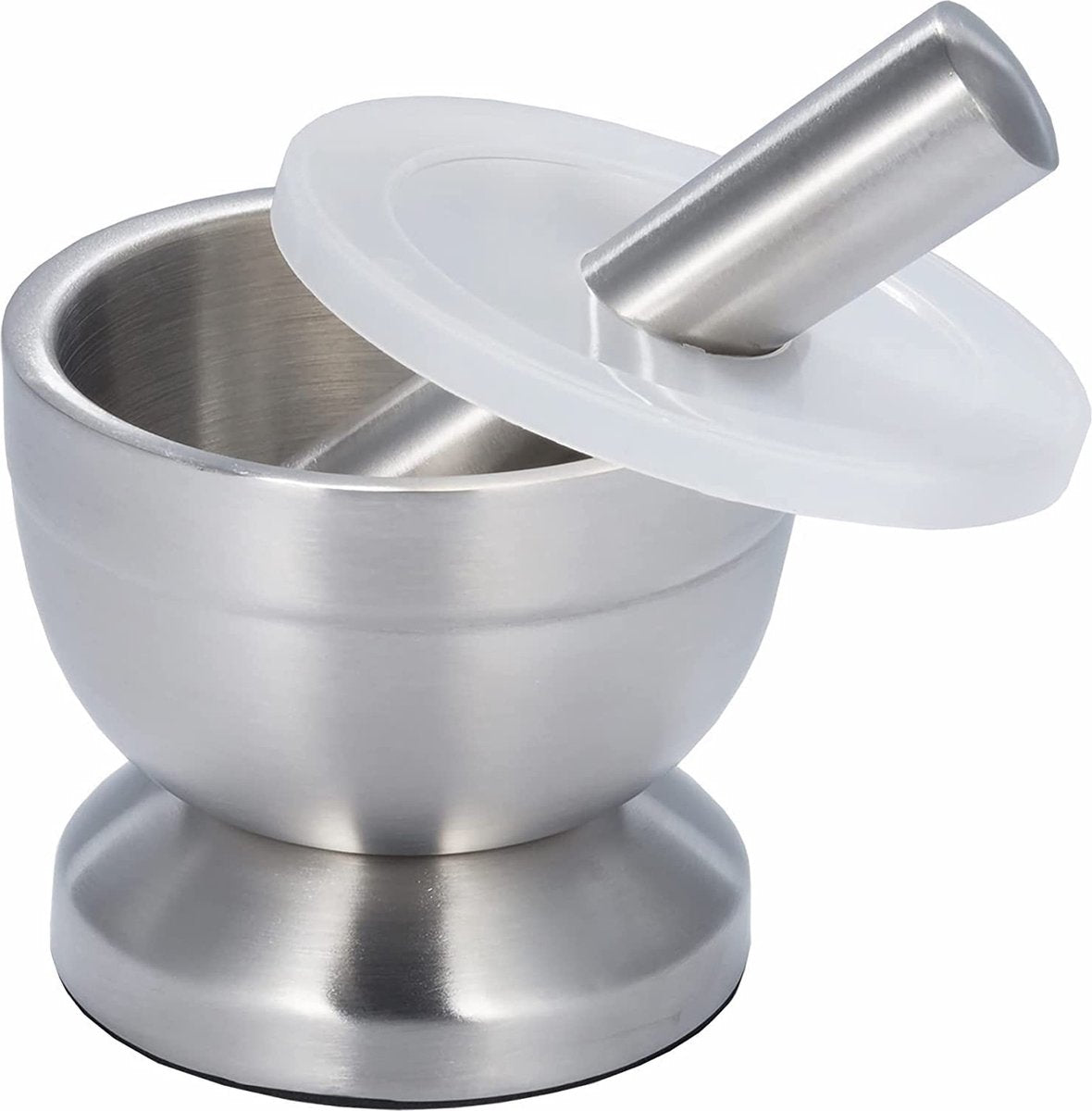 Mortar and Pestle - Stainless Steel Mortar and Pestle, Food Safe Pestle and Mortar Stainless Steel, Diameter 8.5 cm - Herb Grinder - Spice Grinder - With Lid