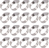 20 pieces - Hose clamp set - hose clamps - 10-16 mm - Clamp set for the garden hose, drain hose or shower hose - silver - stainless steel