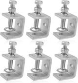 C-Clamps - Pack of 6 - With M8 Hexagon Bolts - Glue Clamps - Adjustable Clamping Range 0-25 mm - For Woodworking and Welding - Stainless Steel - Silver - 2.4*3.2*5.5 cm