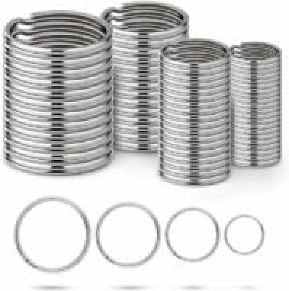 80 stitches - Snap rings - Book rings - Keychains - Key rings - Curtain rings - Key split rings - O-rings - 15/20/25/30 mm - 20 of each size - for Hobby & Key tags