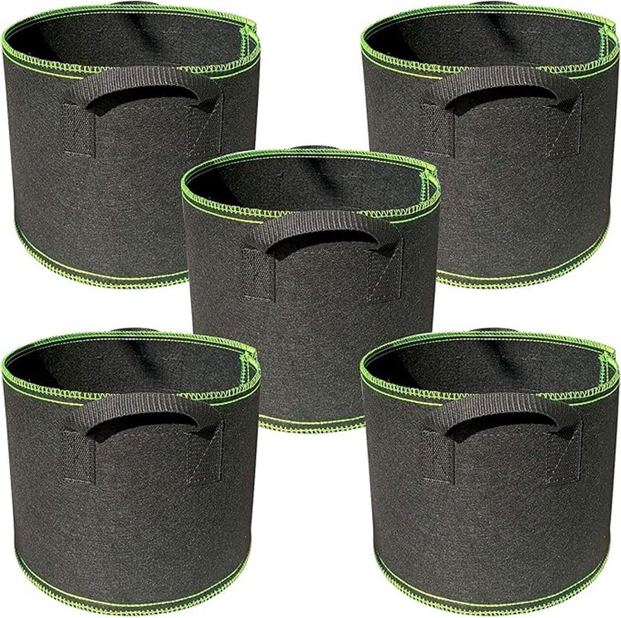 5 pieces - Plant growing bag - Grow bag - 5 Gallon - Grow pot - Plant bag - Sustainable - Reusable - Plant basket - Flowers - 25x30 CM - Black - non-woven fabric
