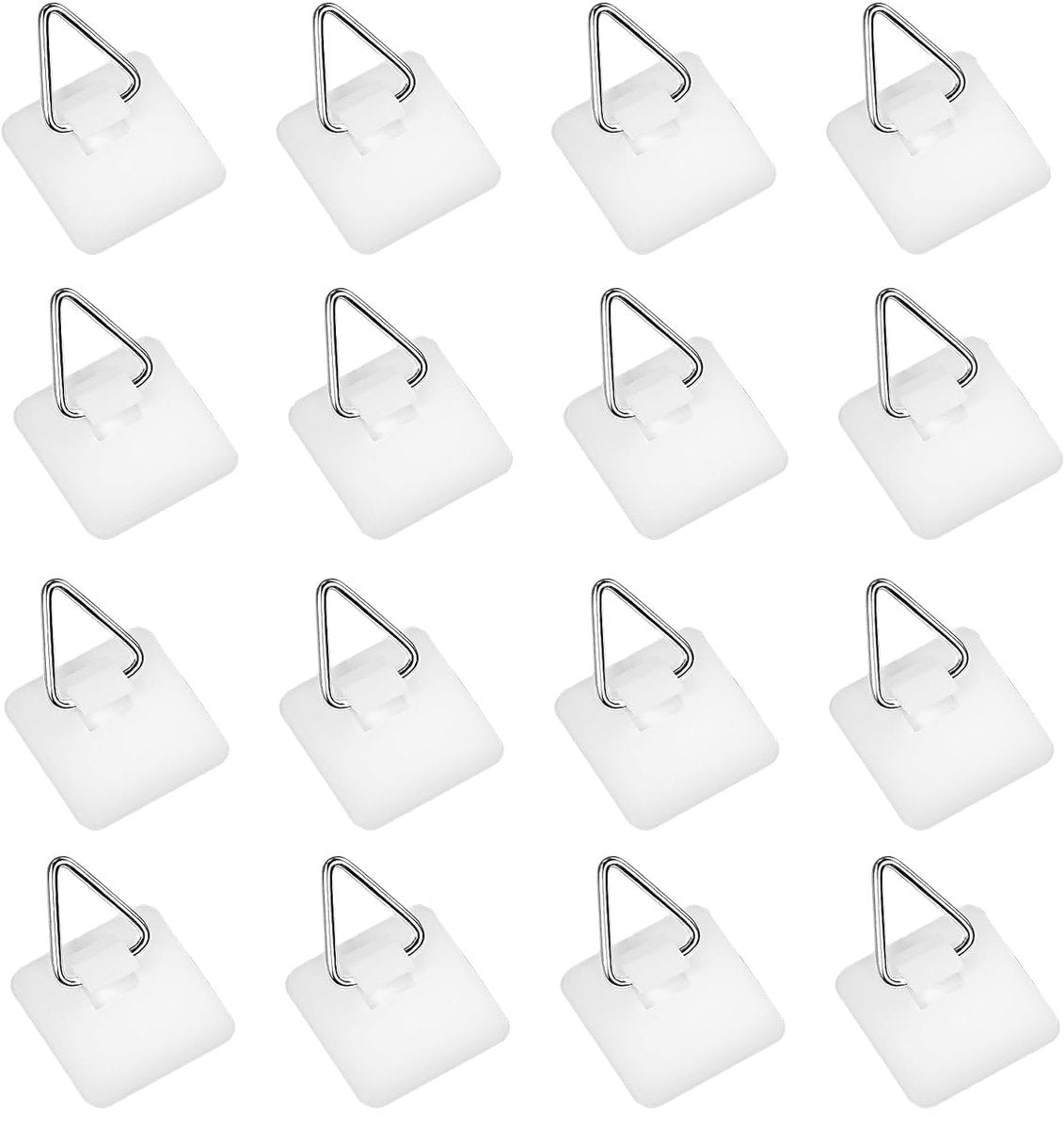 Self-adhesive hooks - 16 pieces - 2 kg Load capacity - Adhesive hooks - Wall picture hangers - Picture hangers - Picture hanging hooks - For displaying decorative pictures and wall art - White
