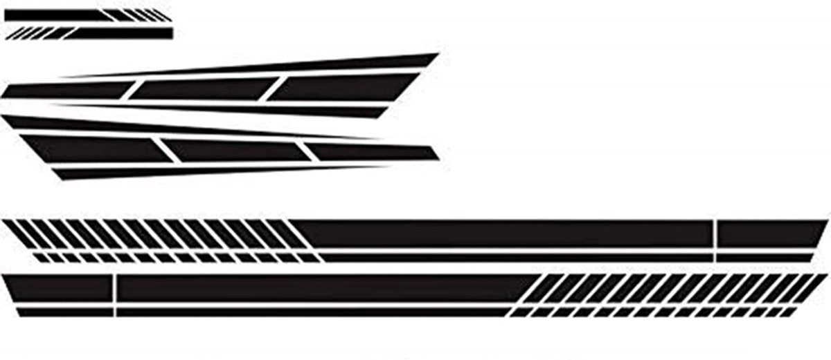 Car sticker - 6 pieces/3 pairs/1 set - Stripe side sticker - Graphic sticker - PET - Black - For car decoration