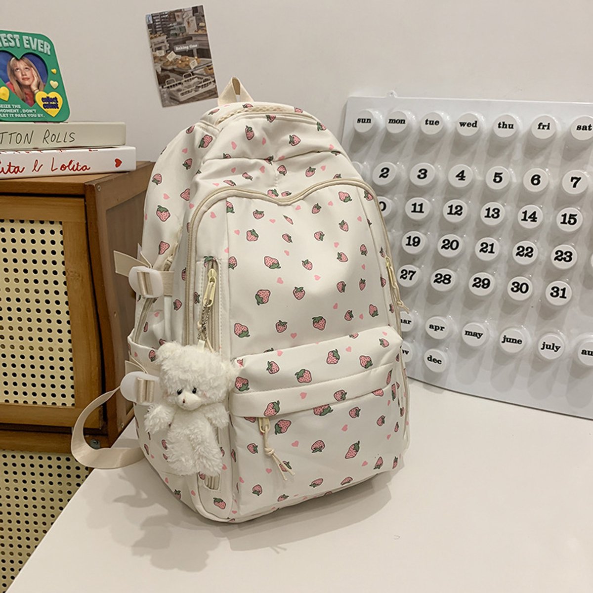 Backpack - School Bag - Backpack - Girl Backpack - School Backpack - School Bag - Tablet Backpack - 20 Liters - Strawberries