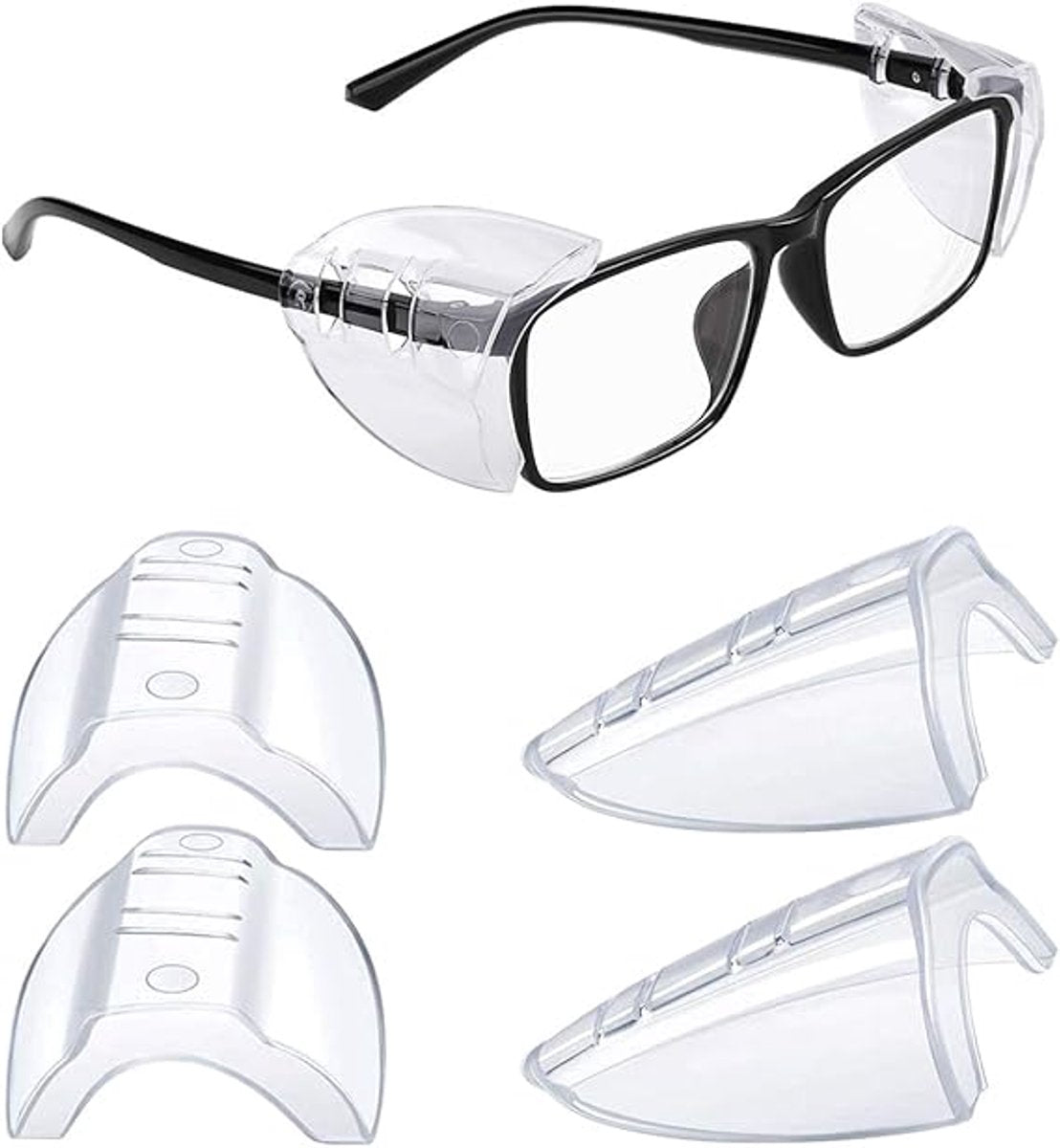 pieces - Side shield protection - side shields - Eye protection - with left and right signs - for small medium glasses - universal - 4.5*5 cm - transparent - plastic - Glasses accessories