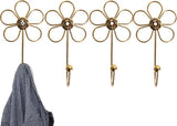 4 pieces - Hanging hooks - iron - imitation gold - 16*8.5 cm - Coat hooks - Key hooks - Wall hooks - Kitchen hooks - Towel hooks - Hooks - Hooks - Hanging hooks - Hooks for keys - Elegant - Hanging hook - flowers - Coat hook - Clothes hook