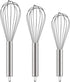 3 pieces - egg beater - Hand mixer - Manual egg beater - 8 inch + 10 inch + 12 inch - Cream mixer - for baking in the kitchen - silver - stainless steel